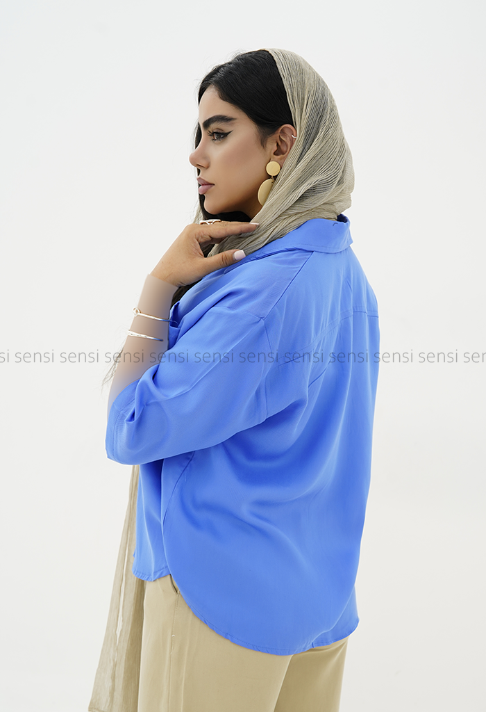 شومیز سیلک باکسی رنگی کد1006112